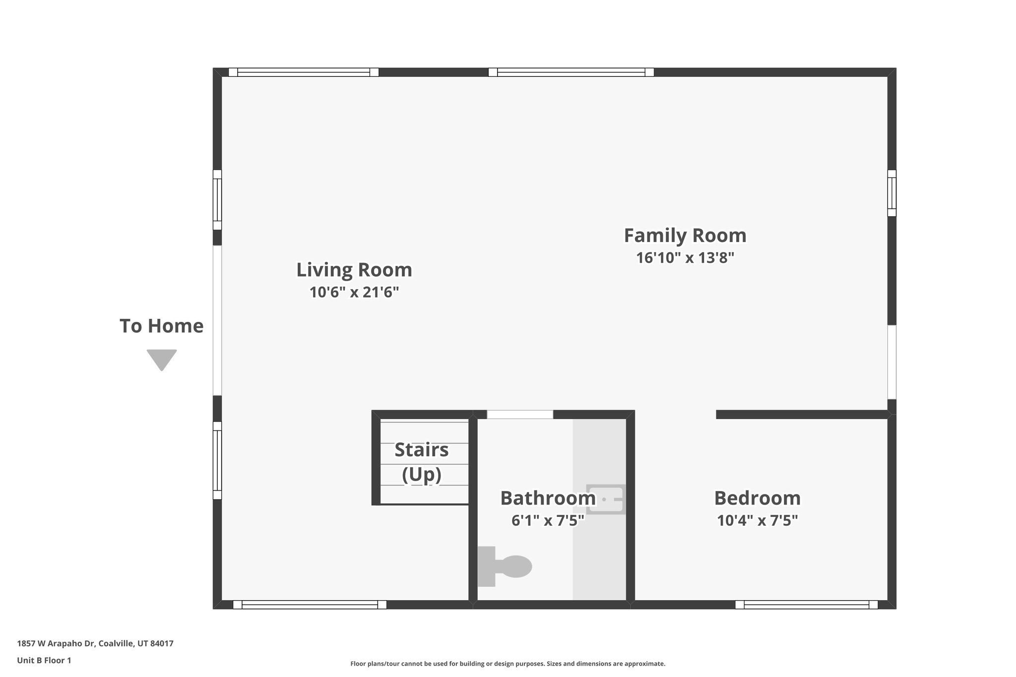 Bunkhouse main-level plan with living room, bunk room, and half bath